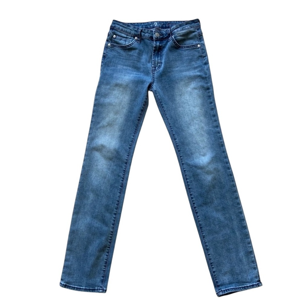 7 for All Mankind slim leg jeans blue stretch high rise small women or youth 16